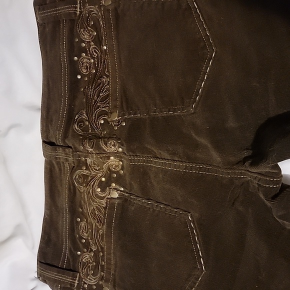 Reba..Brown Decorative Pants Flared Cut size 4 womens - Picture 5 of 8